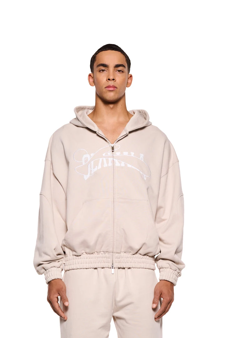 Sports Zip Hoodie Beige 3 Sports Zip Hoodie Beige
