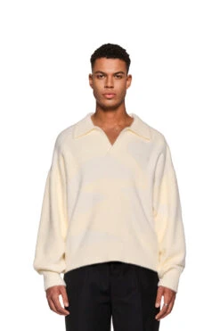 Glitched Fuzzy Polo Cream