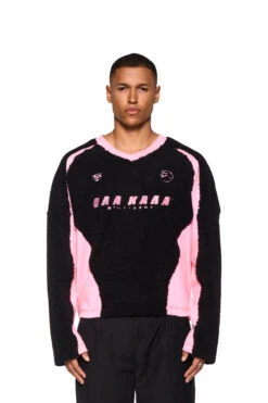 Fleece V-Neck Sweater Pink