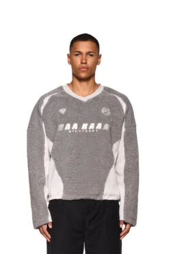 Fleece V-Neck Sweater Gray