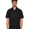 Linen Short Sleeve Shirt Black -olakala Verkäufe 20250506 Olakala PANGEA eCom Look04 Oberteil 0291