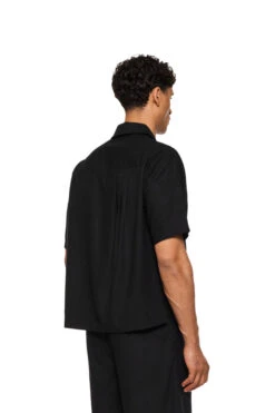 Linen Short Sleeve Shirt Black -olakala Verkäufe 20250506 Olakala PANGEA eCom Look04 Oberteil 0301