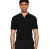 Fitted Knit Polo Black 2 Fitted Knit Polo Black -olakala Verkäufe 20250506 Olakala PANGEA eCom Look13 Oberteil 0795