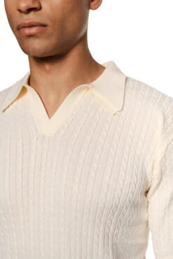 Fitted Knit Polo Creme -olakala Verkäufe 20250506 Olakala PANGEA eCom Look15 Oberteilteil 0875